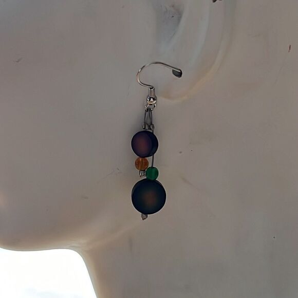 Bundle Sale 3 for $15 | Wood Dangle Earrings on Silver Tone Hooks - Picture 3 of 8